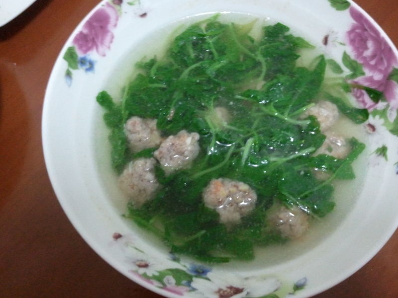 青菜秧肉圆汤